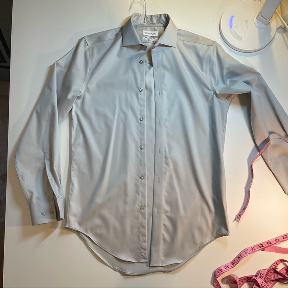 Calvin Klein Gray Infinite Non-Iron Slim Fit Stretch Dress Shirt Button-up - Picture 7 of 11